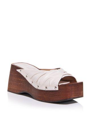 Women's Leather Studded Platform Slides by NODALETO Women's Leather Studded Platform Slides by NODALETO