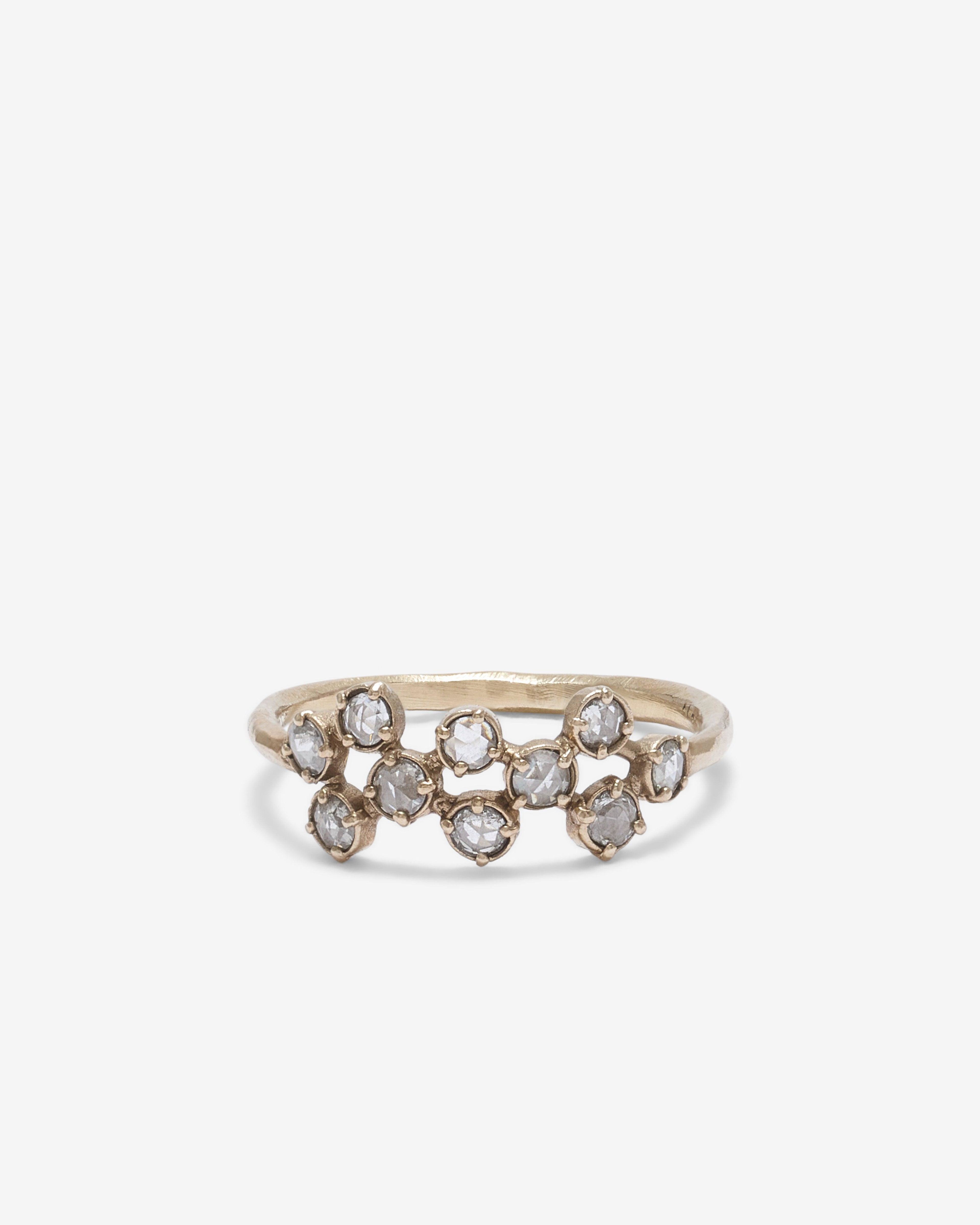 Noguchi Bijoux - 10 Diamond Cluster Ring - (White Gold) by NOGUCHI BIJOUX