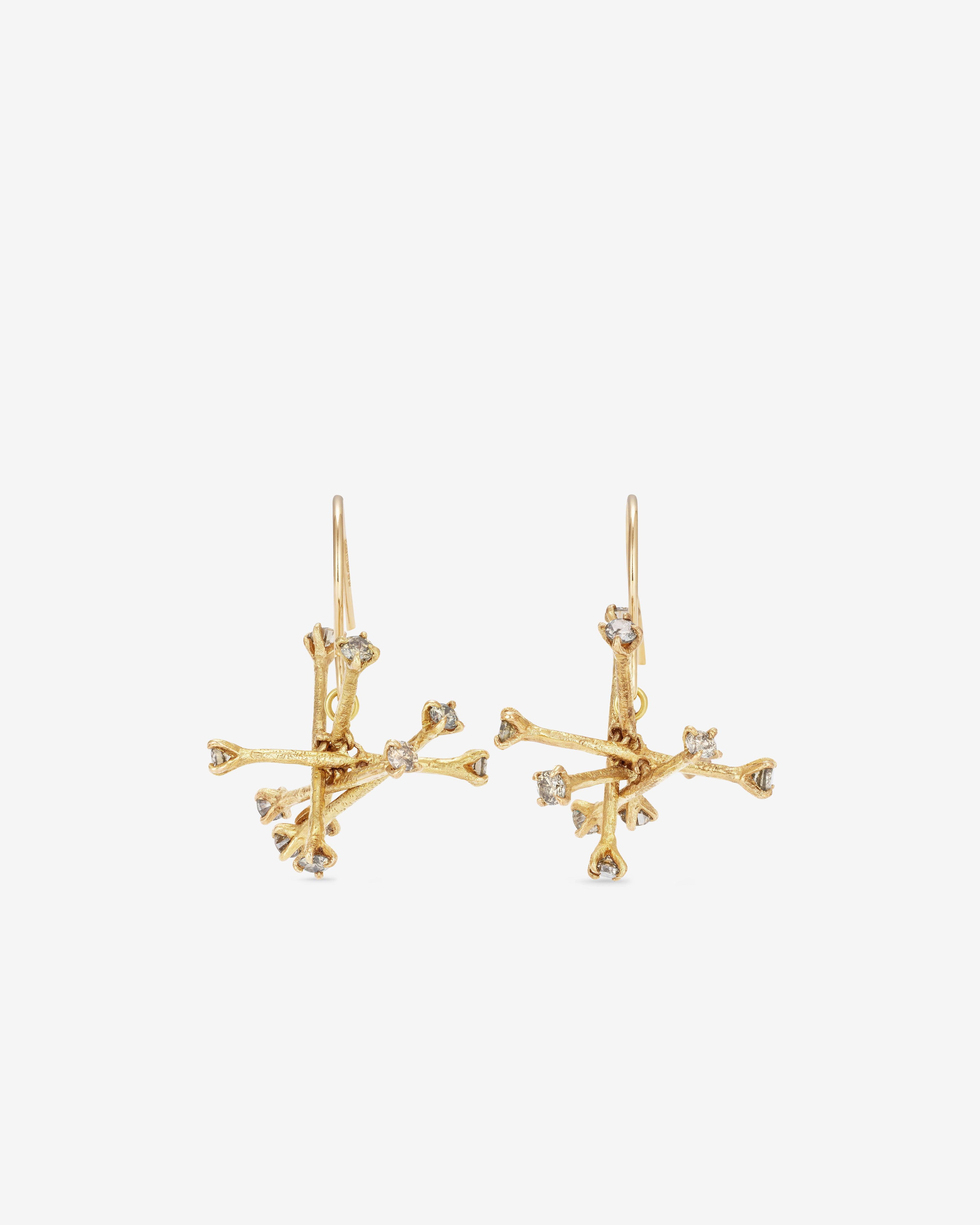 Noguchi Bijoux  - Brown Diamond Earrings -  (Yellow Gold) by NOGUCHI BIJOUX