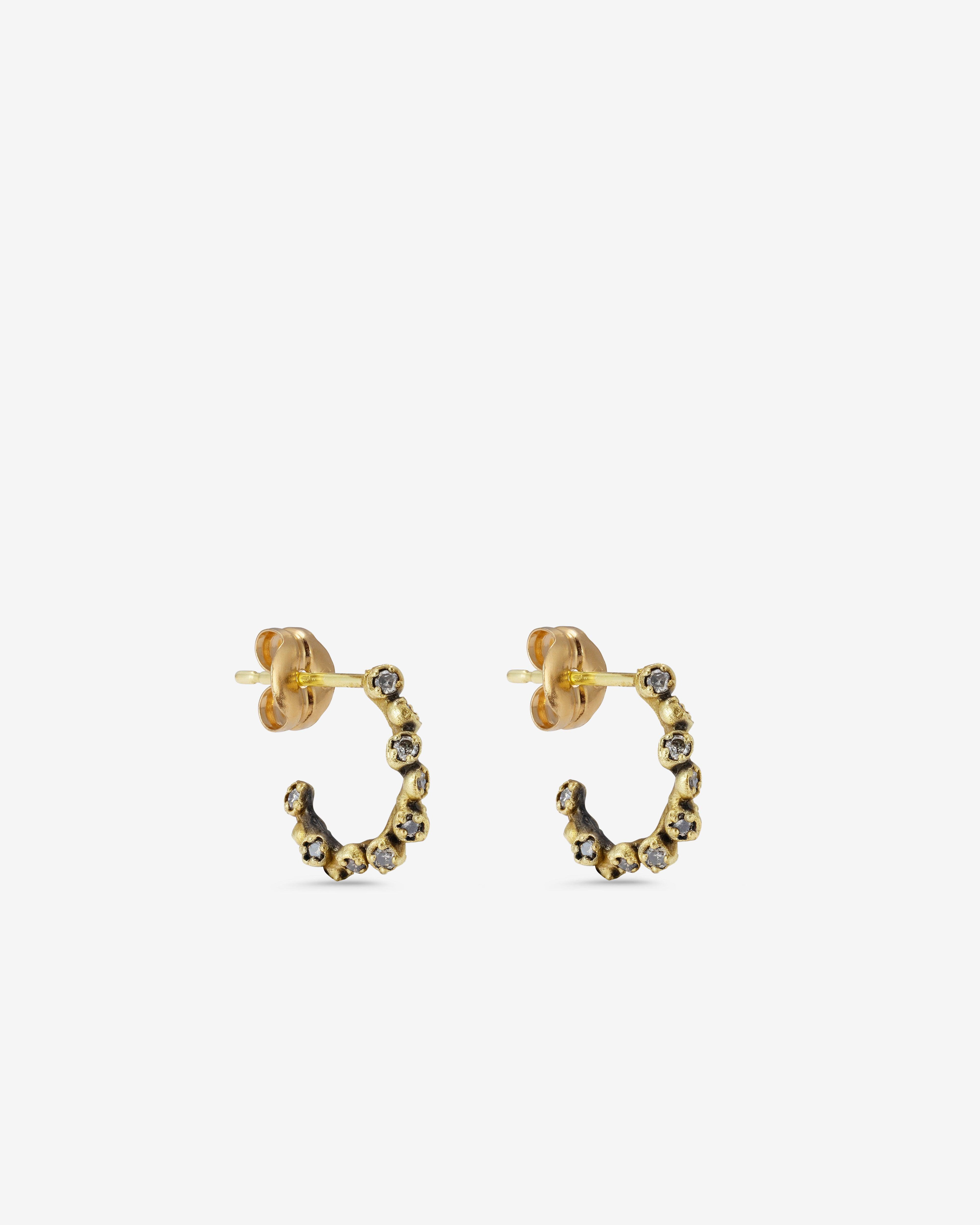 Noguchi Bijoux  - Brown Diamond Hoop Earrings -  (Yellow Gold) by NOGUCHI BIJOUX