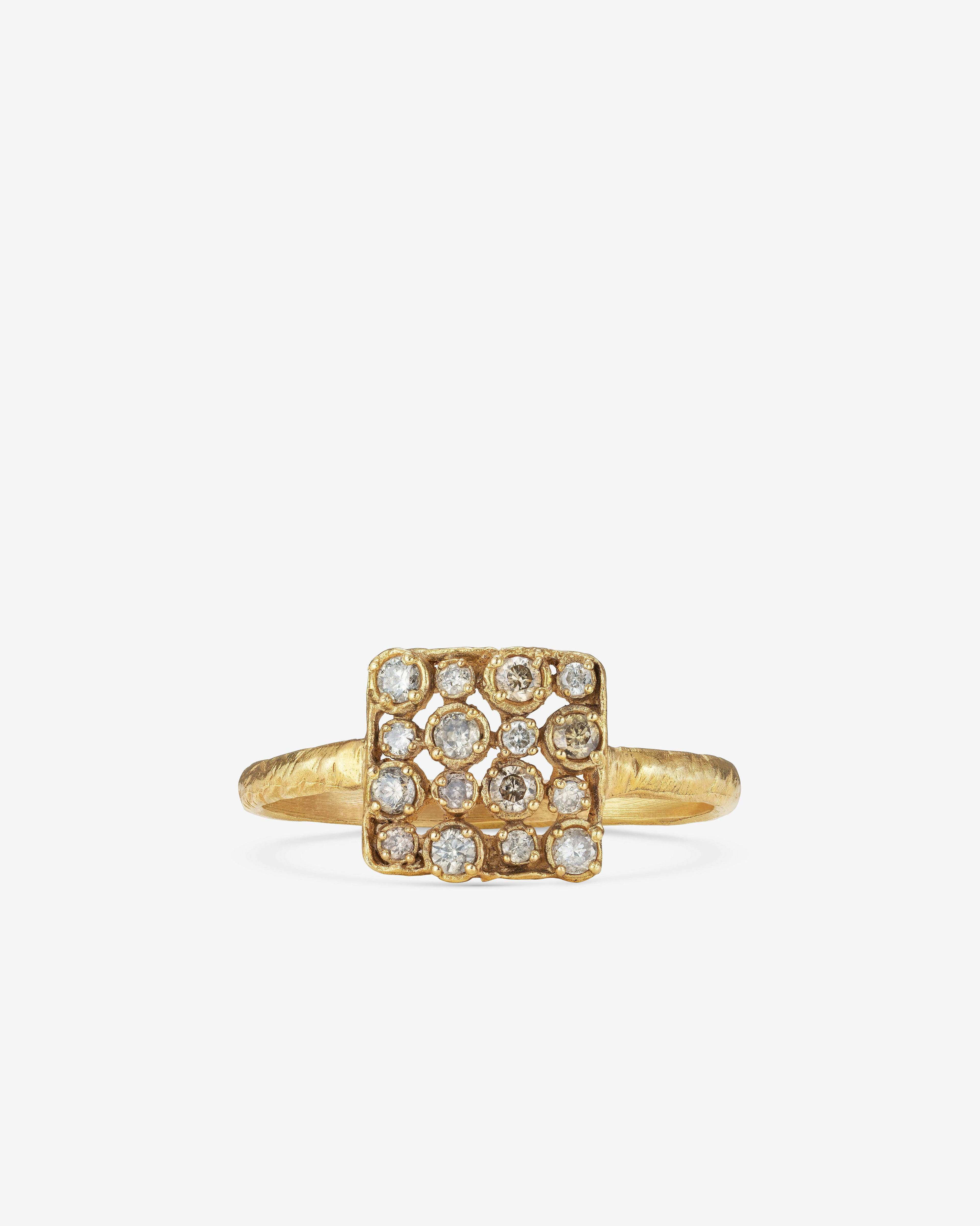 Noguchi Bijoux - Square Brown Diamond Ring - (Yellow Gold) by NOGUCHI BIJOUX
