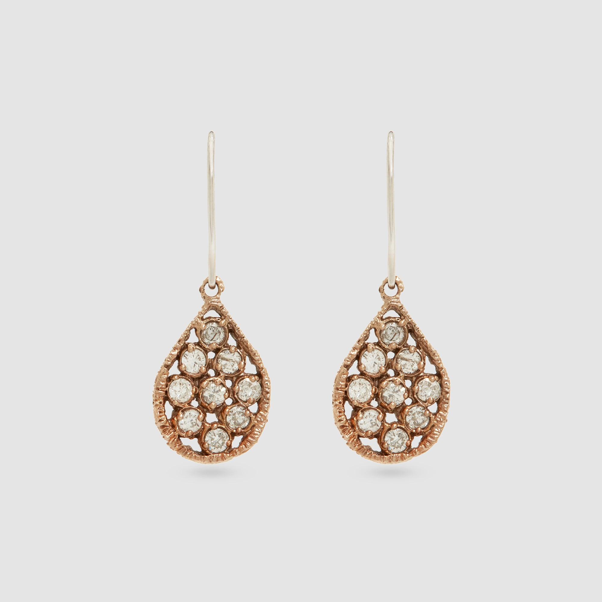 Noguchi Bijoux  - Tear Drop Diamond Earrings -  (Yellow Gold) by NOGUCHI BIJOUX