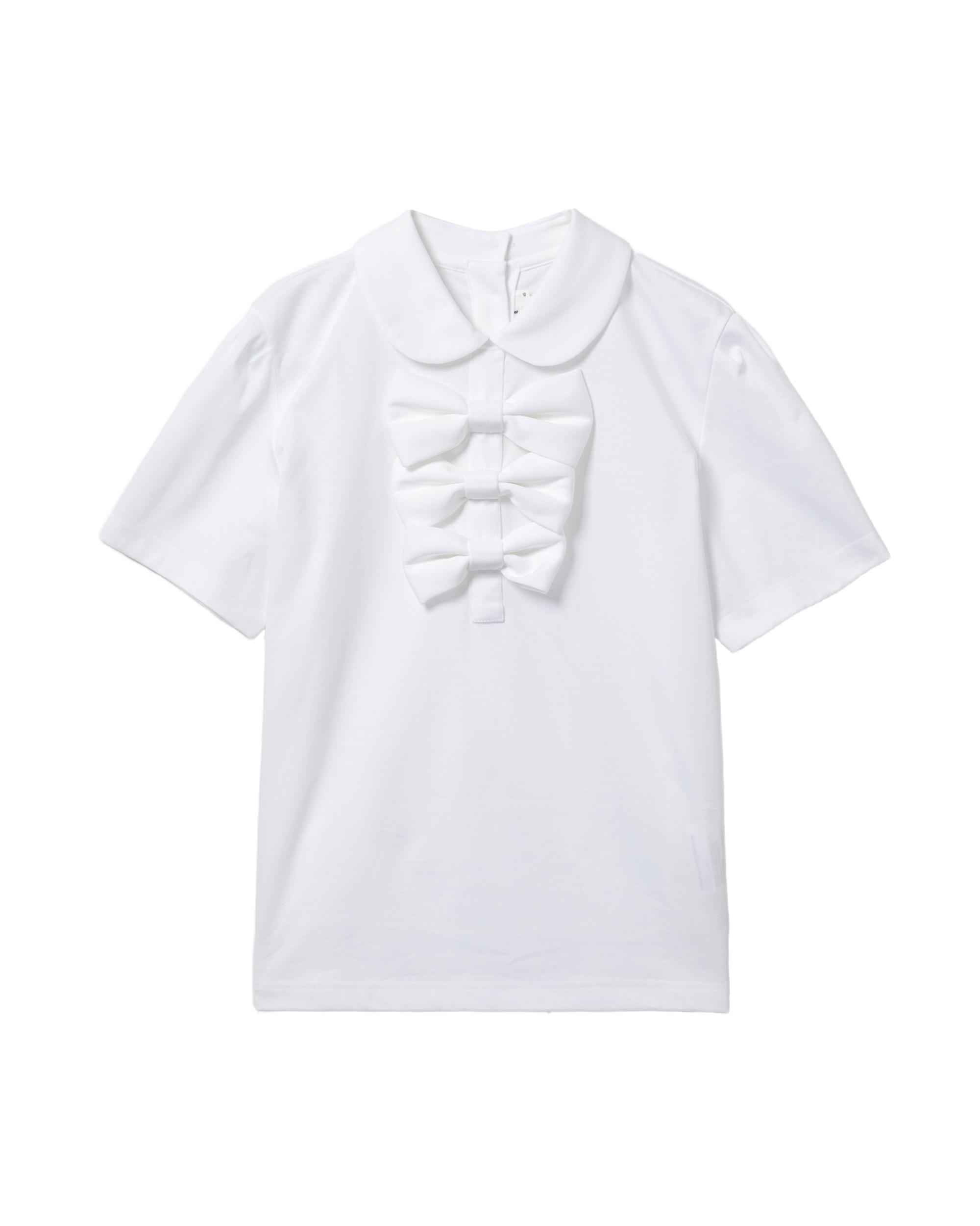 Bow embellished polo tee by NOIR KEI NINOMIYA