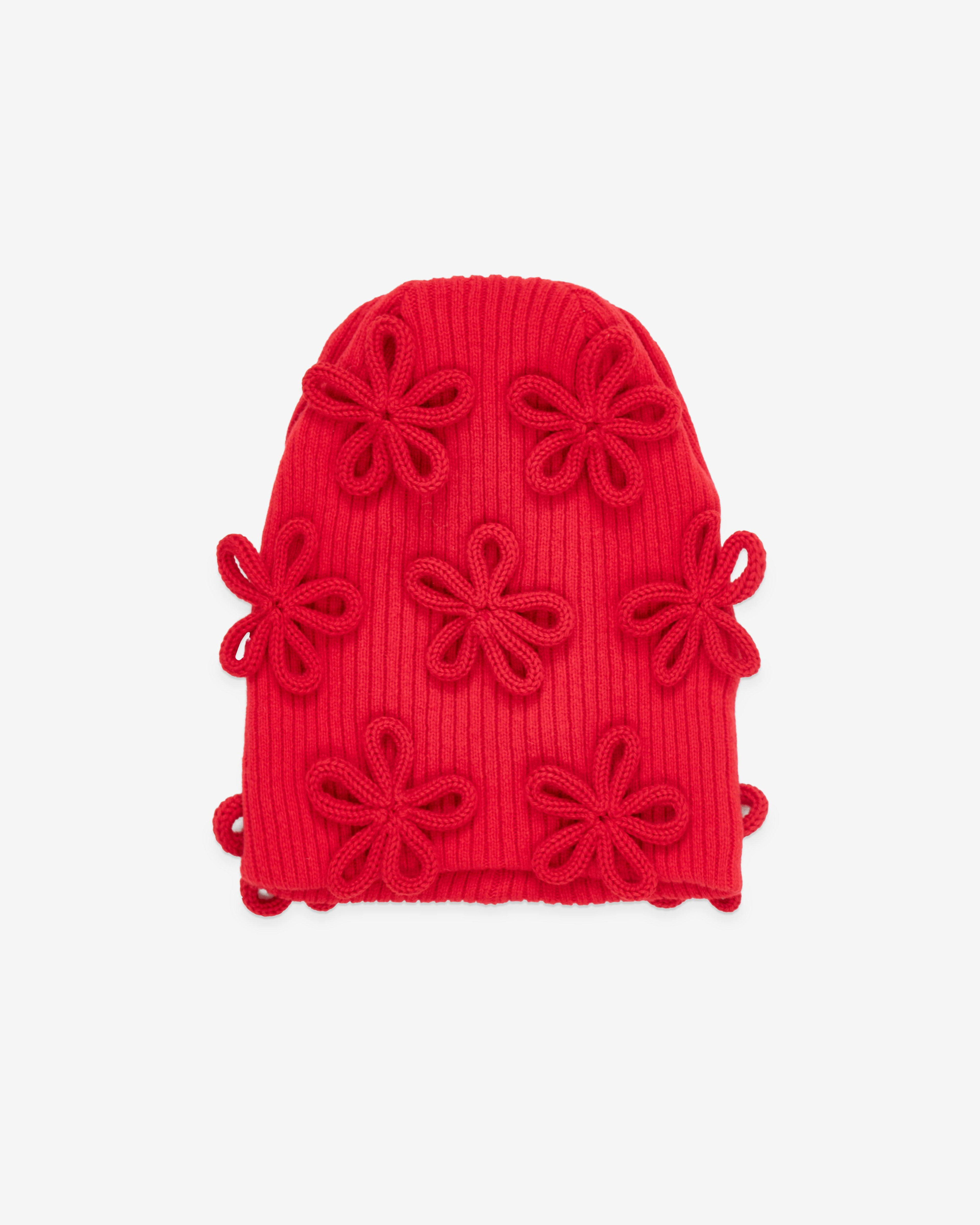 Noir Kei Ninomiya - Women's Applique Flower Beanie - (Red) by NOIR KEI NINOMIYA