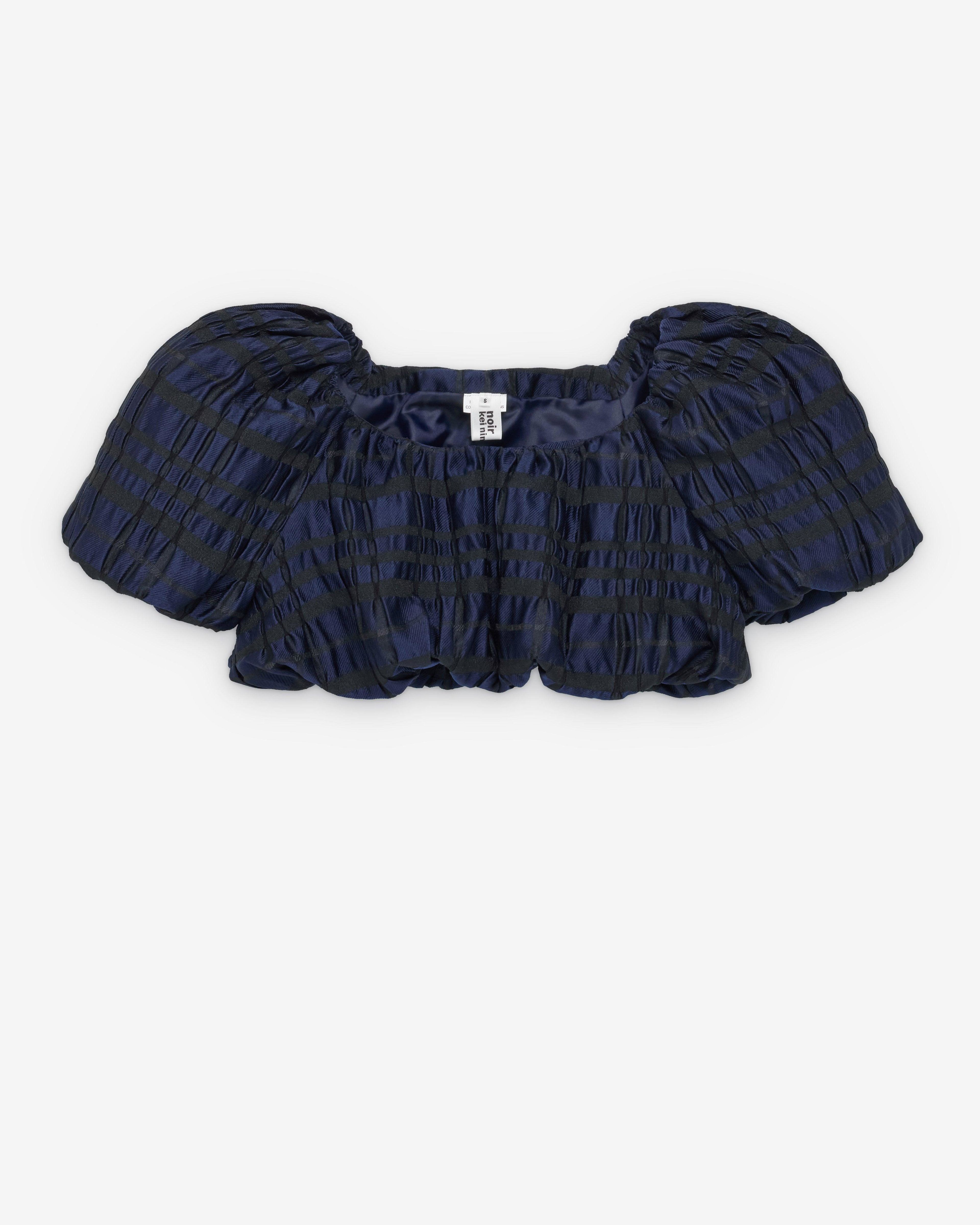Noir Kei Ninomiya - Women's Gathered Weave Blouse - (Navy) by NOIR KEI NINOMIYA