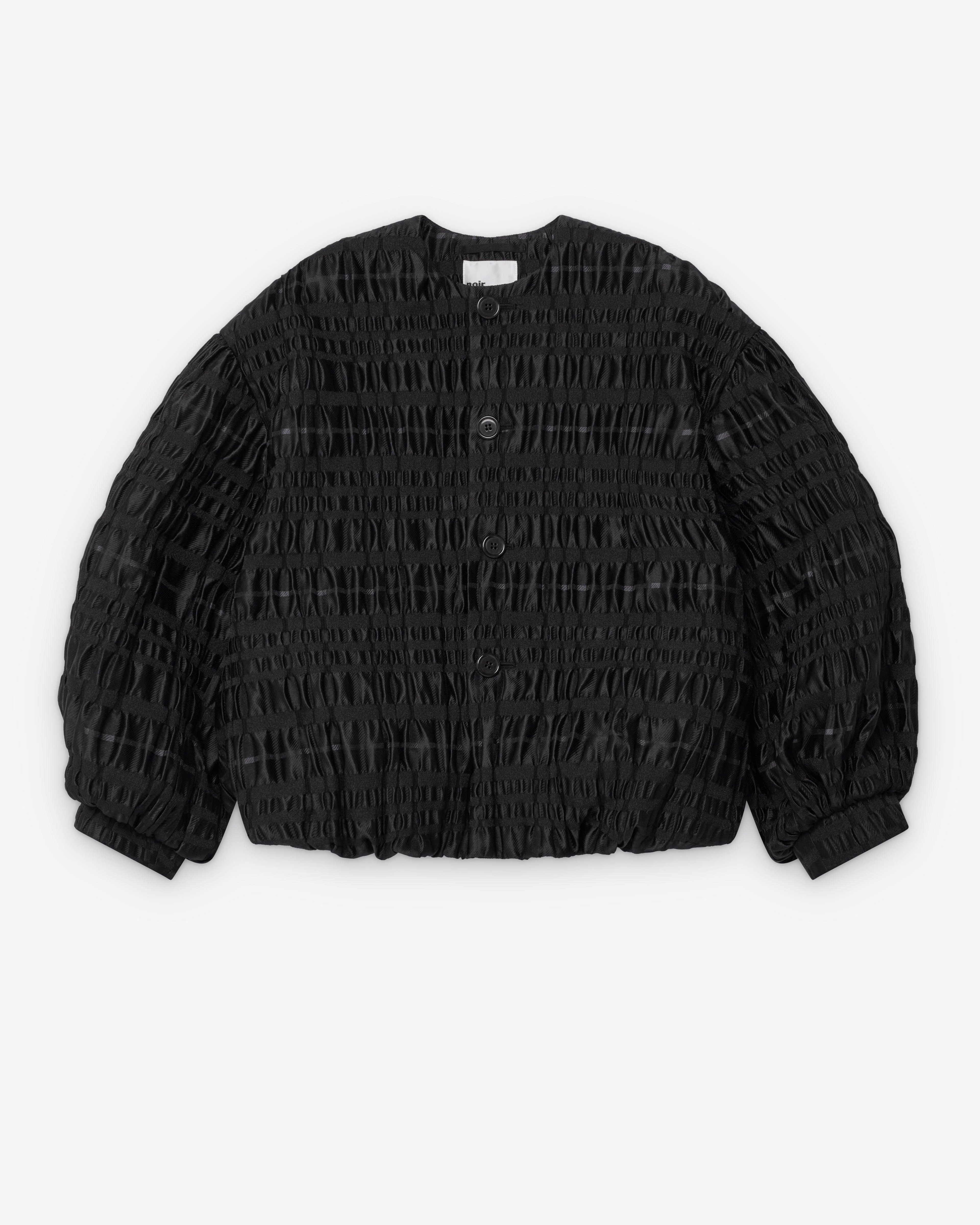 Noir Kei Ninomiya - Women's Gathered Weave Collarless Jacket - (Black) by NOIR KEI NINOMIYA