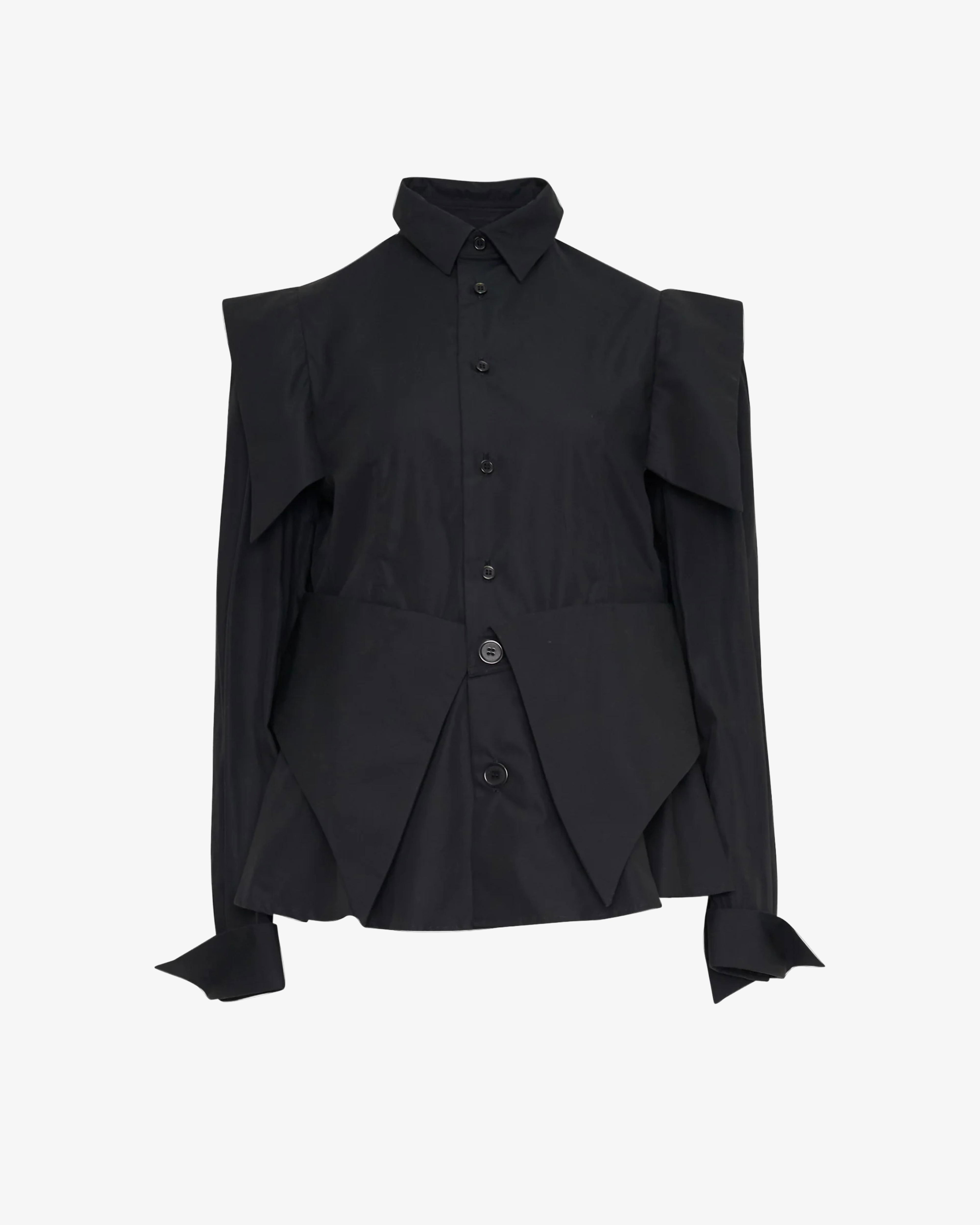 Noir Kei Ninomiya - Women's Ls Blouse With Front Pointed Flap - (Black) by NOIR KEI NINOMIYA