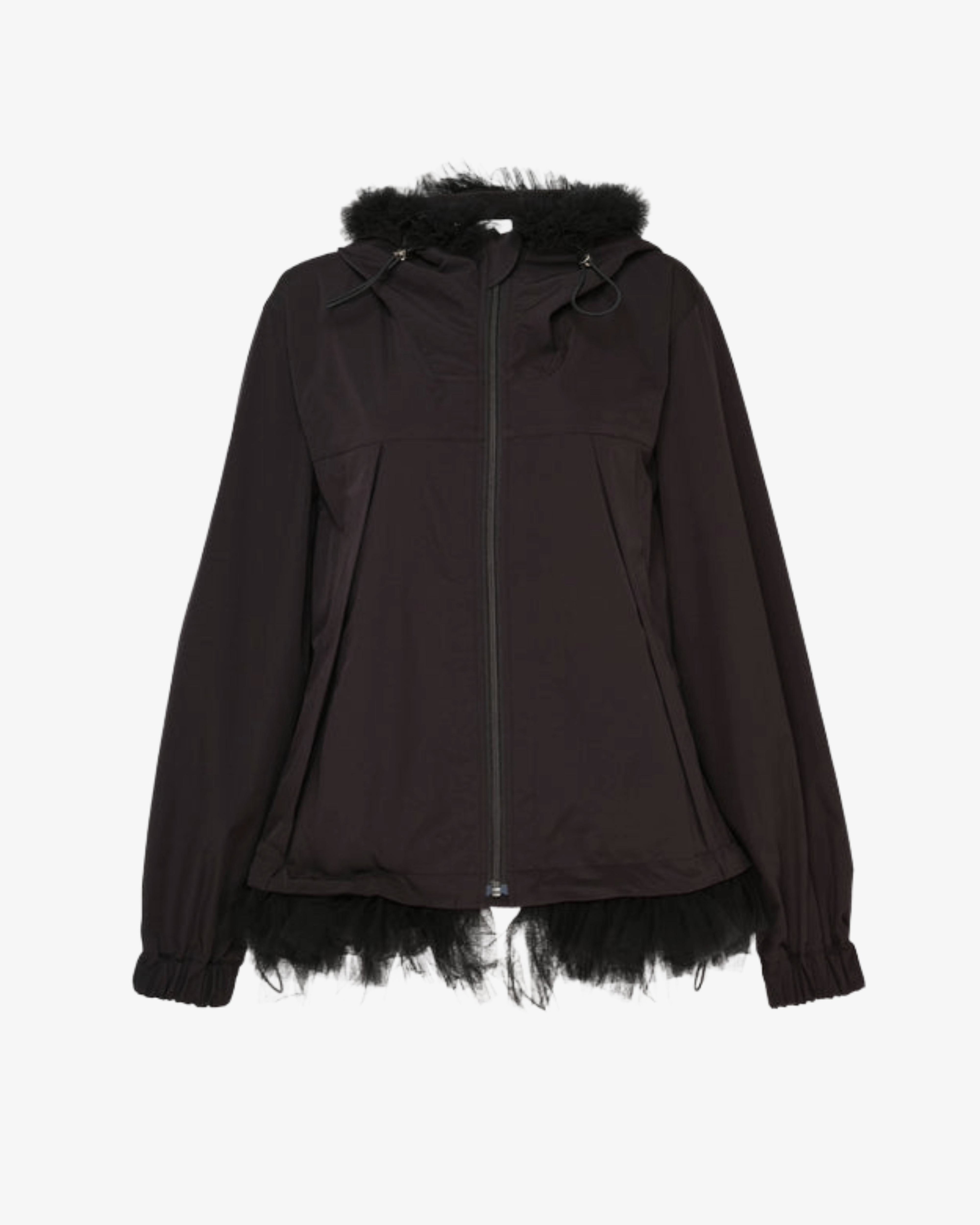Noir Kei Ninomiya - Women's Nylon Tulle Zip Up Hoodie - (Black) by NOIR KEI NINOMIYA