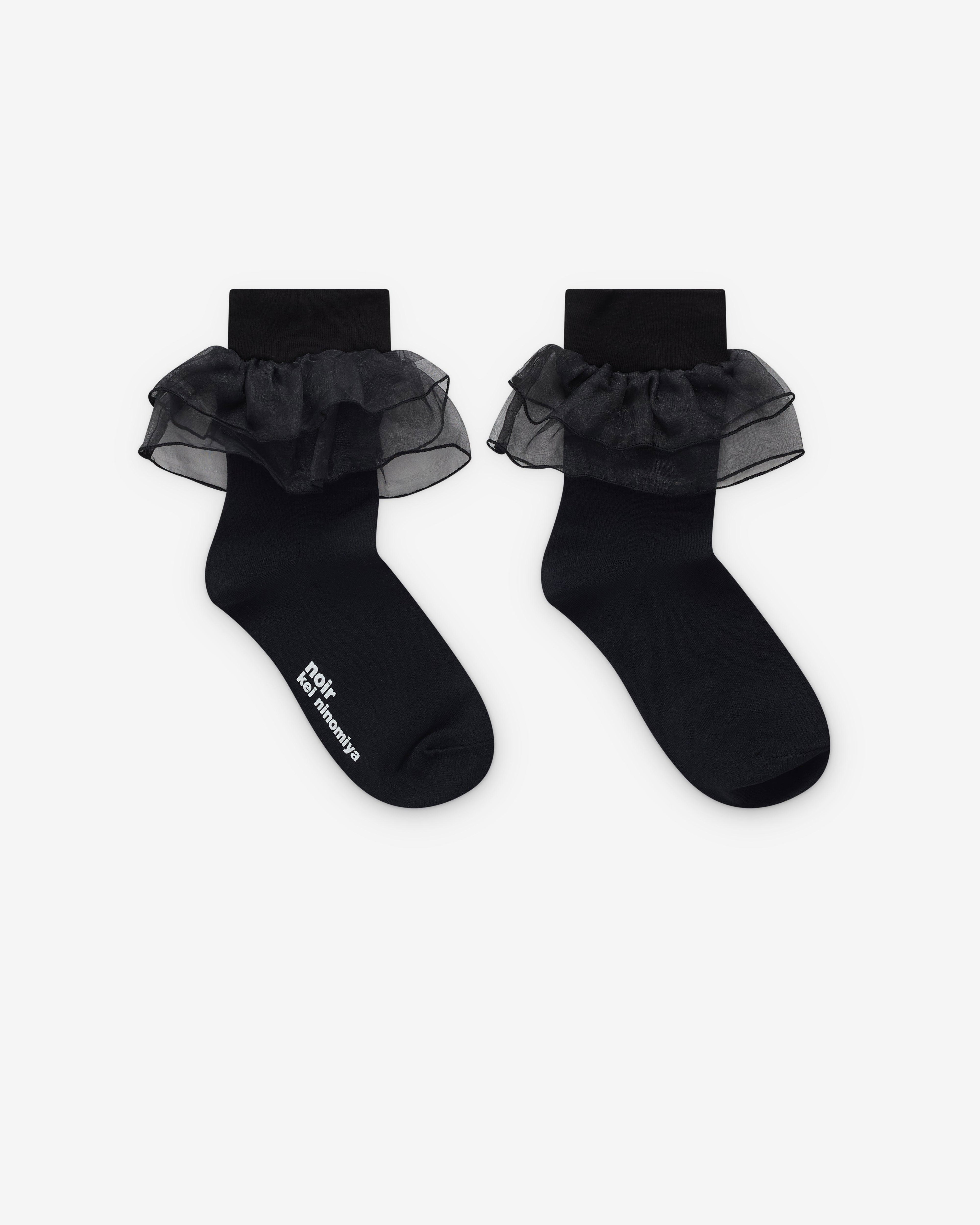Noir Kei Ninomiya - Women’s Ruffle Ankle Socks - (Black) by NOIR KEI NINOMIYA