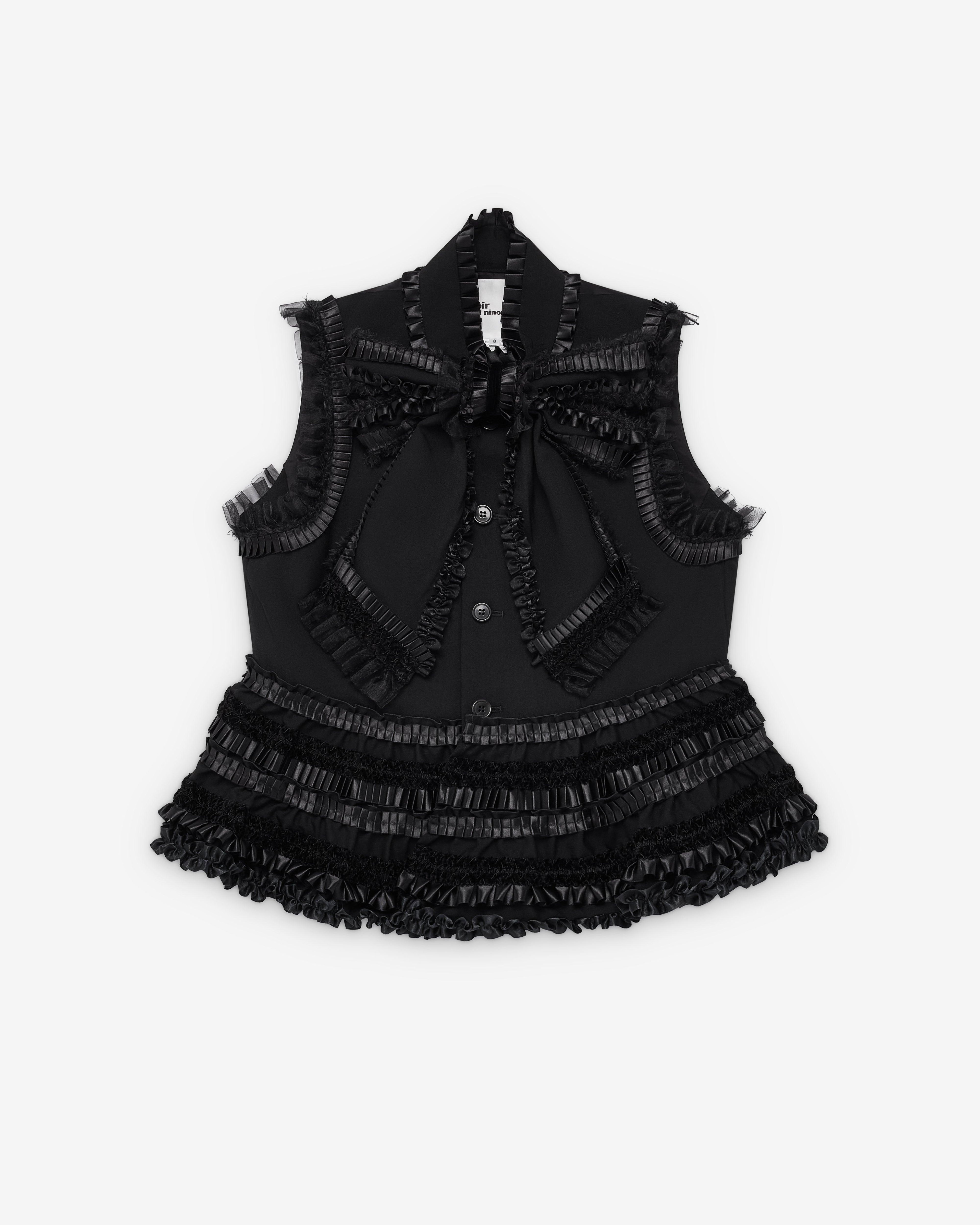 Noir Kei Ninomiya - Women's Ruffle Bow Vest - (Black) by NOIR KEI NINOMIYA