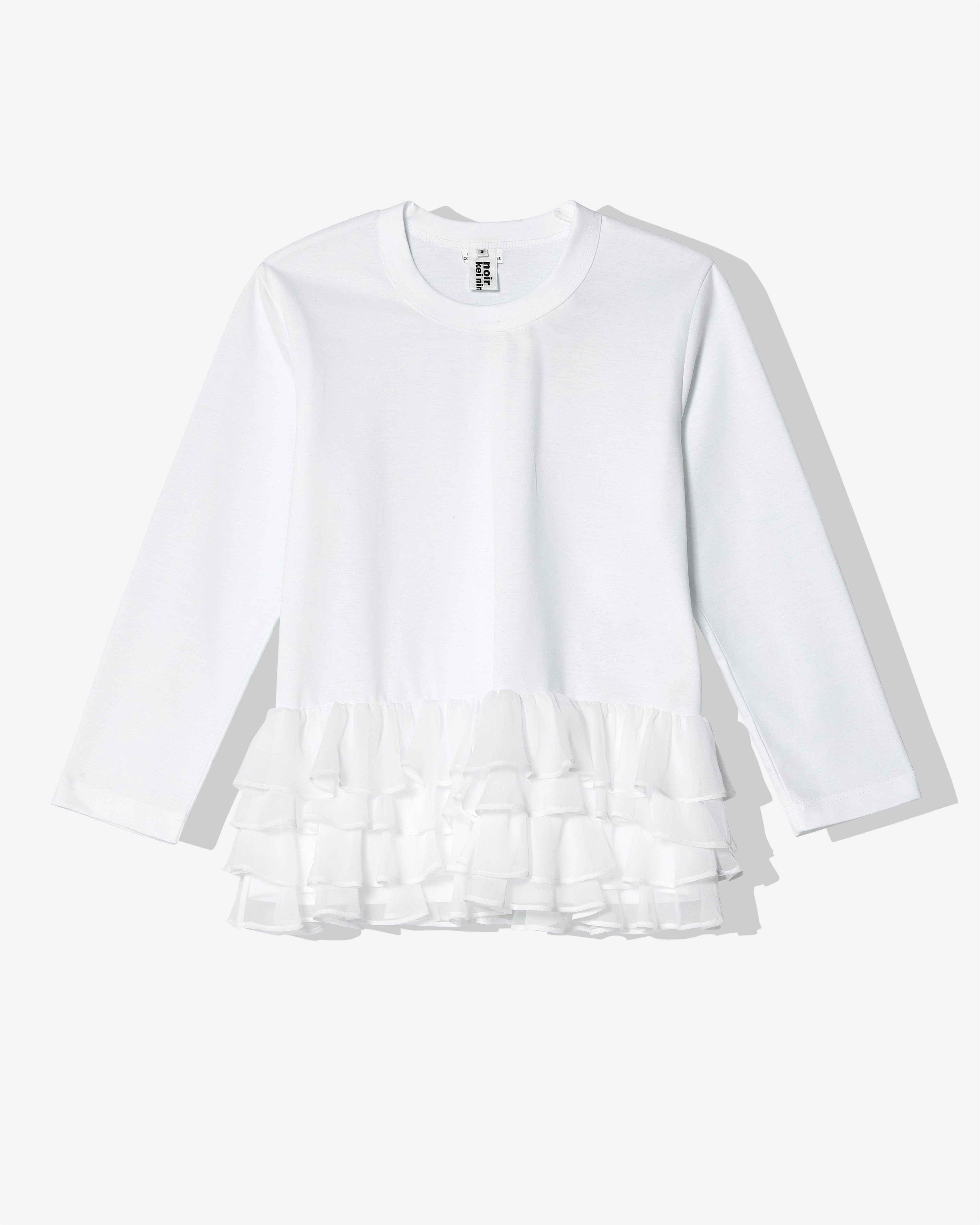 Noir Kei Ninomiya - Women's Ruffle-Hem T-Shirt - (White) by NOIR KEI NINOMIYA