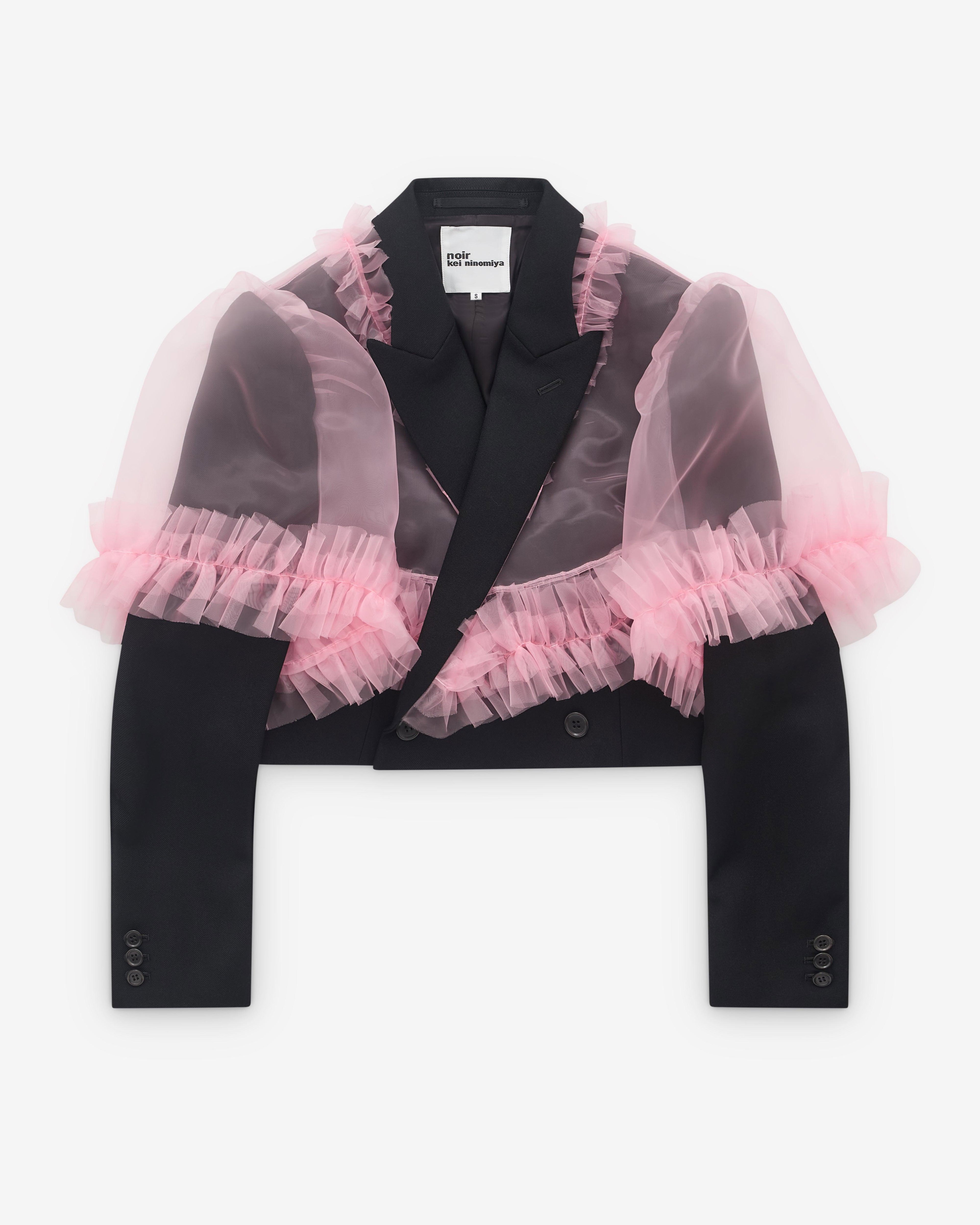 Noir Kei Ninomiya - Women’s Tulle Overlay Cropped Blazer - (Pink/Black) by NOIR KEI NINOMIYA