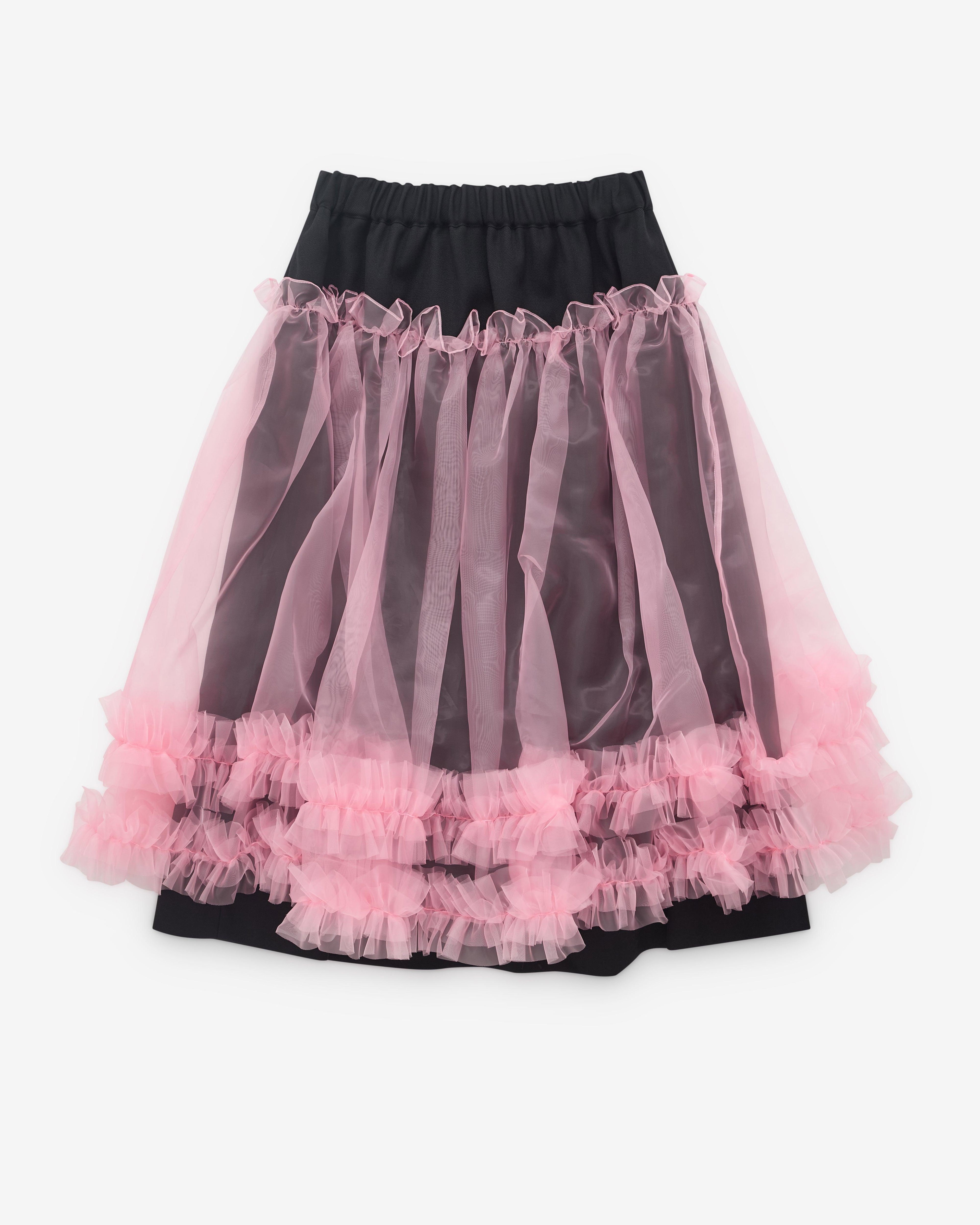 Noir Kei Ninomiya - Women’s Tulle Overlay Skirt - (Black/Pink) by NOIR KEI NINOMIYA