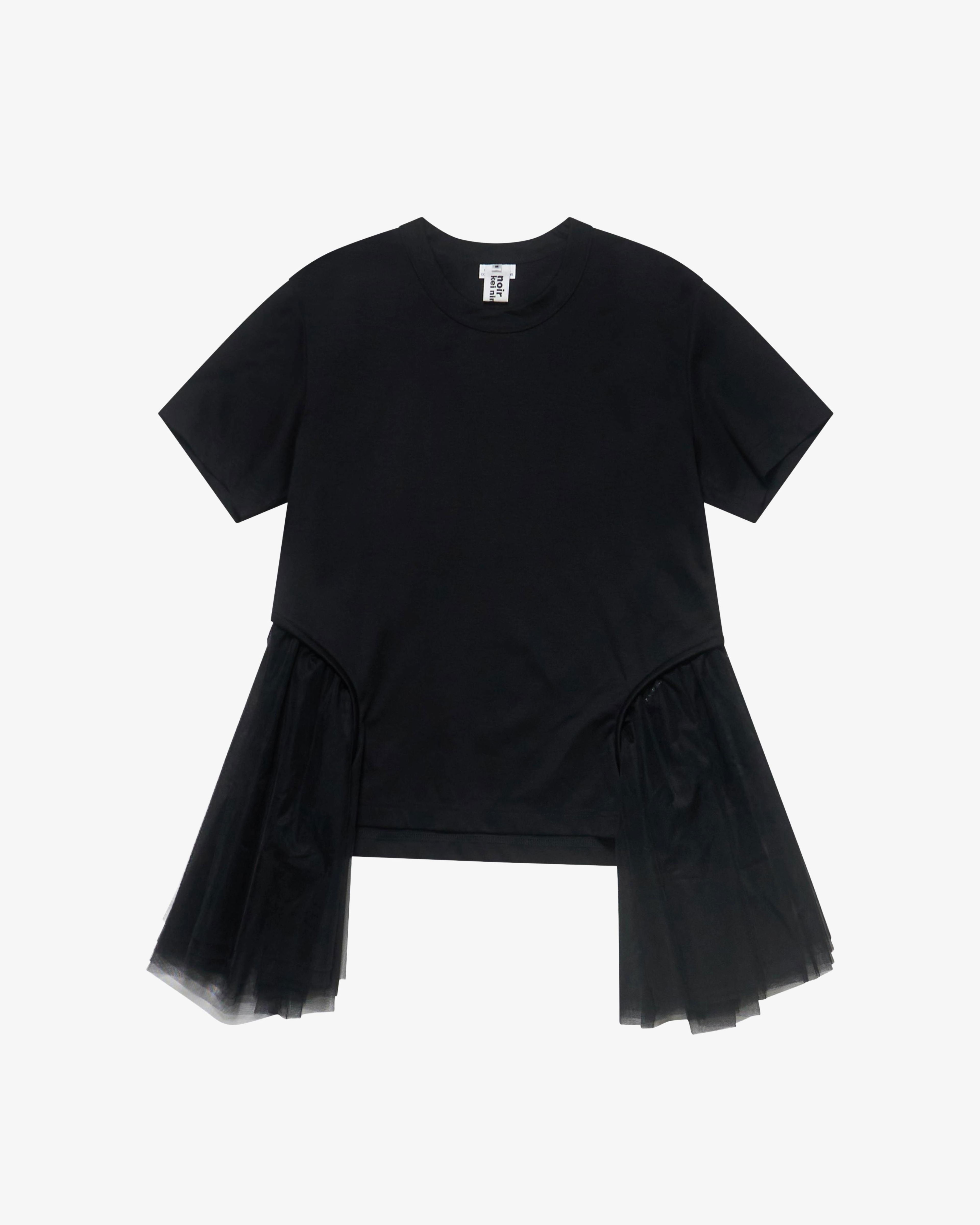 Noir Kei Ninomiya - Women's Tulle Side Tee - (Black) by NOIR KEI NINOMIYA