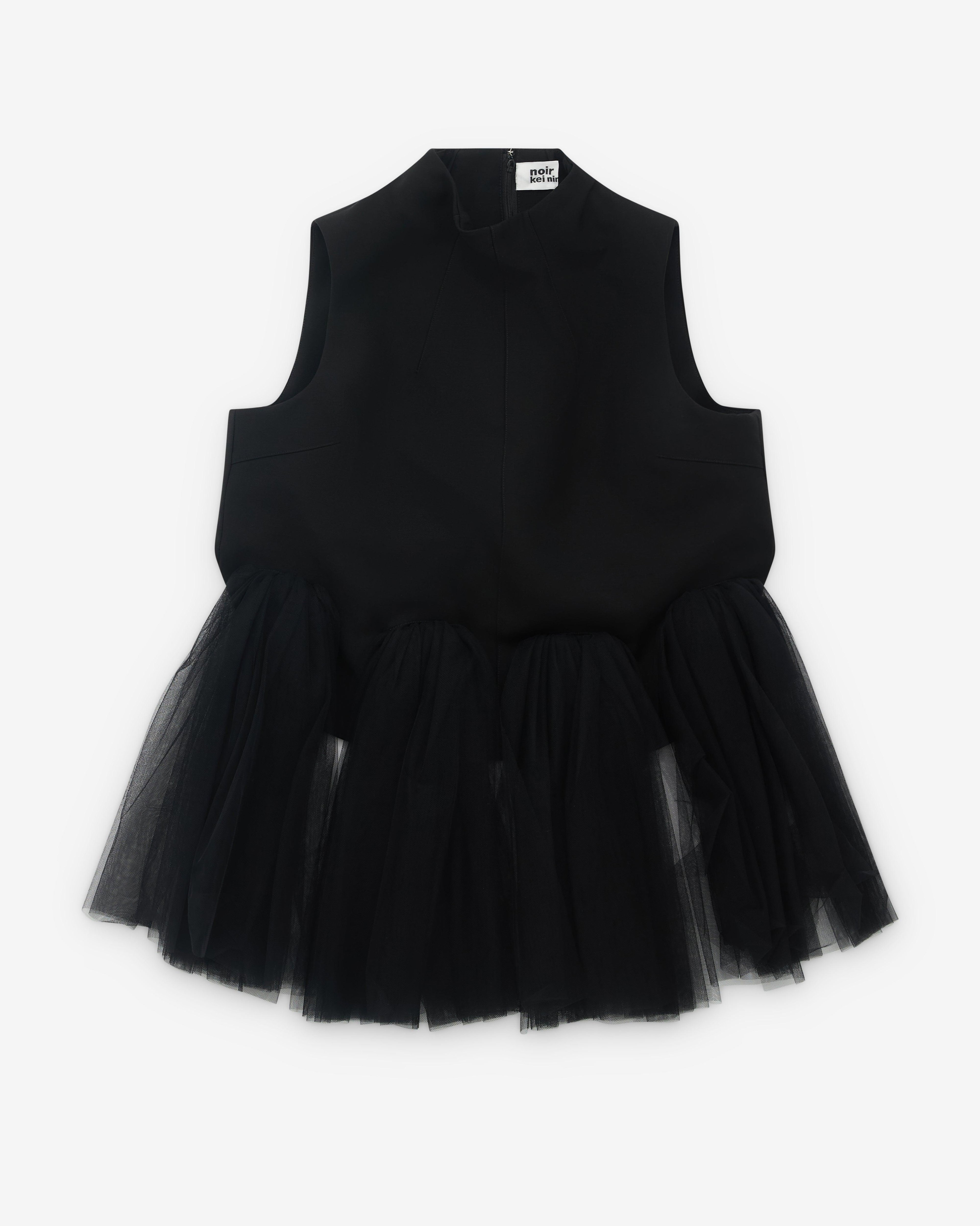 Noir Kei Ninomiya - Women’s Tulle Trim Top - (Black) by NOIR KEI NINOMIYA