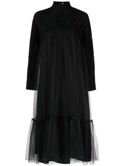 high-neck tulle-overlay midi dress by NOIR KEI NINOMIYA