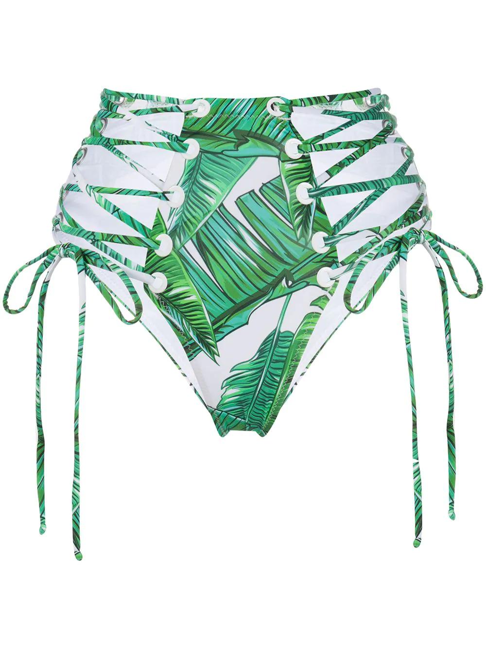 Jungle high-waist bikini bottoms by NOIRE SWIMWEAR