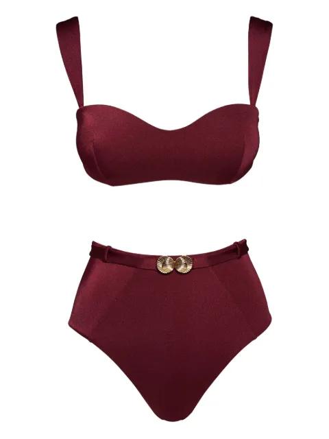 belted high-waisted swimsuit by NOIRE SWIMWEAR