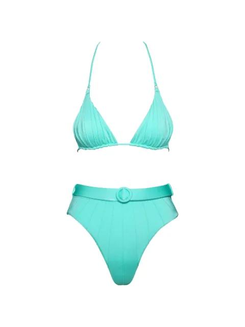 belted pleated bikini by NOIRE SWIMWEAR