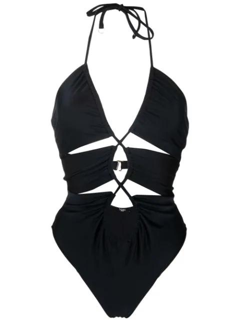 cut-out halterneck swimsuit by NOIRE SWIMWEAR