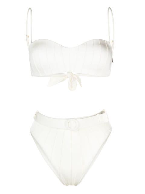 high-waist belted bikini set by NOIRE SWIMWEAR