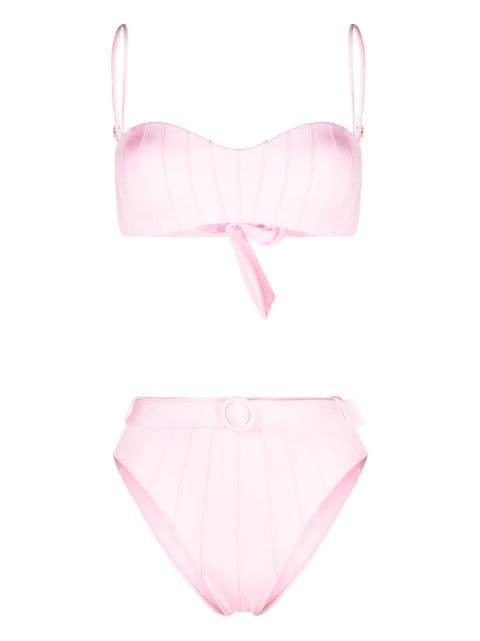 high-waist belted bikini set by NOIRE SWIMWEAR