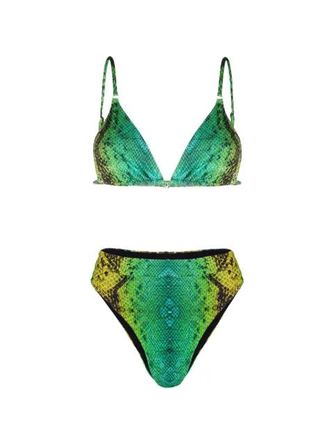 high-waist snake-print bikini set by NOIRE SWIMWEAR