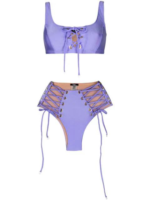 lace-up two-piece bikini by NOIRE SWIMWEAR