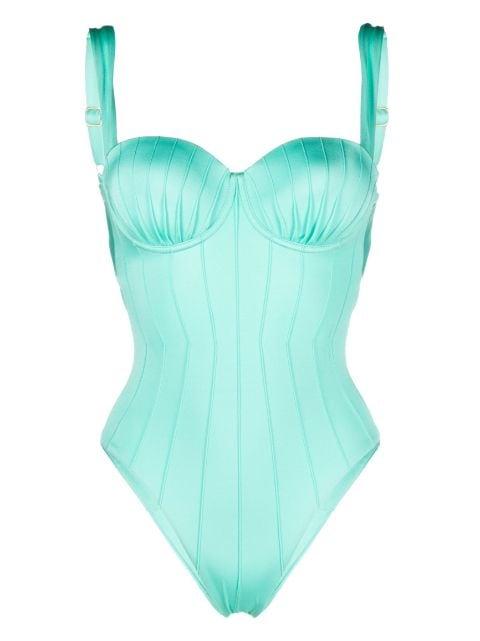 ribbed balconette swimsuit by NOIRE SWIMWEAR