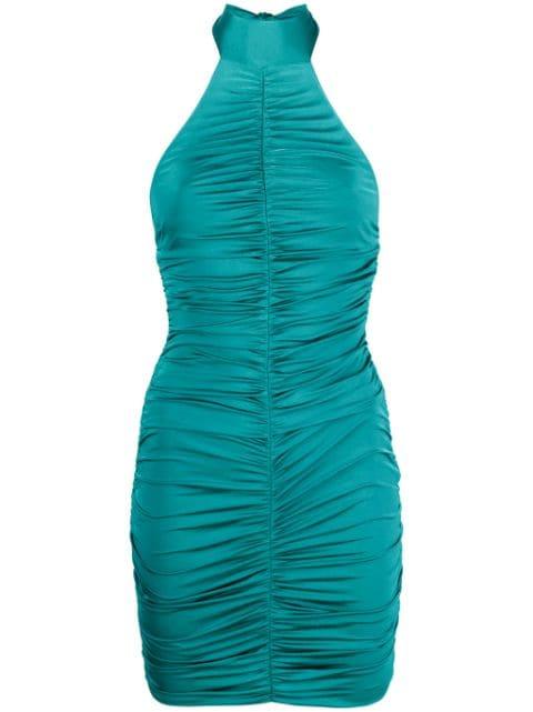 ruched halterneck mini dress by NOIRE SWIMWEAR