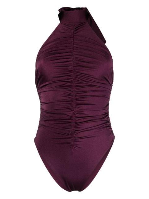 ruched halterneck swimsuit by NOIRE SWIMWEAR