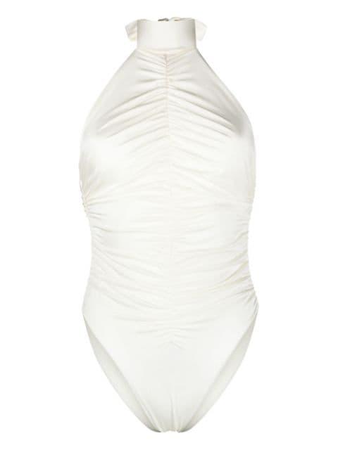 ruched halterneck swimsuit by NOIRE SWIMWEAR