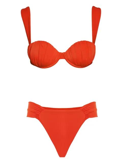 ruched tie-fastening bikini by NOIRE SWIMWEAR