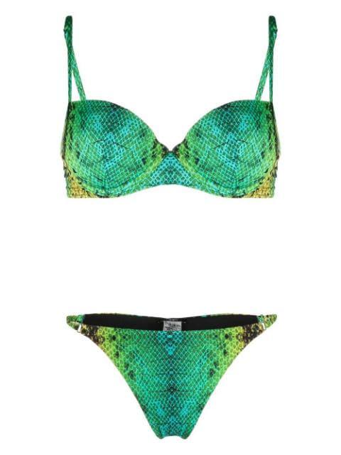 snakeskin-print bikini set by NOIRE SWIMWEAR