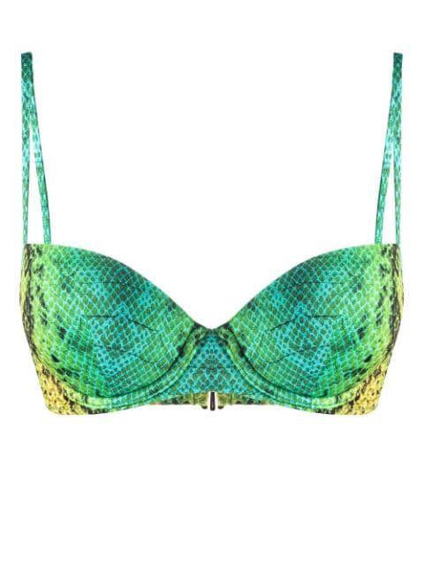 snakeskin-print bikini top by NOIRE SWIMWEAR
