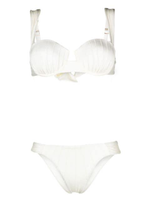 underwire-cup tie-fastening bikini set by NOIRE SWIMWEAR