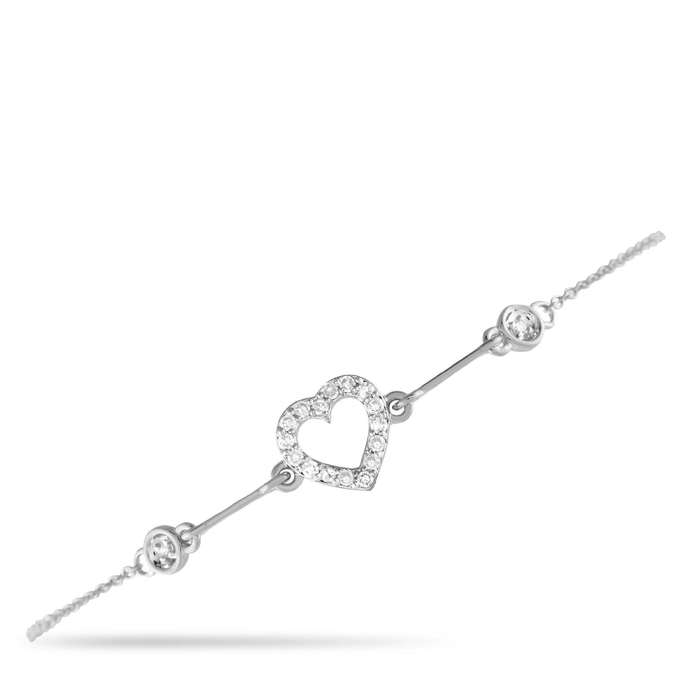 LB Exclusive 14K White Gold 0.10ct Diamond Heart Bracelet BR09659-W by NON BRANDED