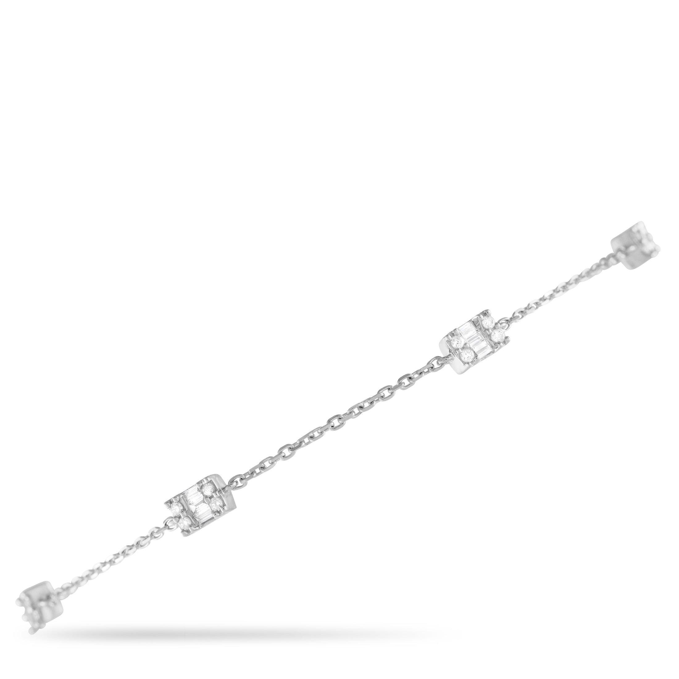 LB Exclusive 14K White Gold 0.25ct Diamond Station Bracelet  BR09823-W by NON BRANDED