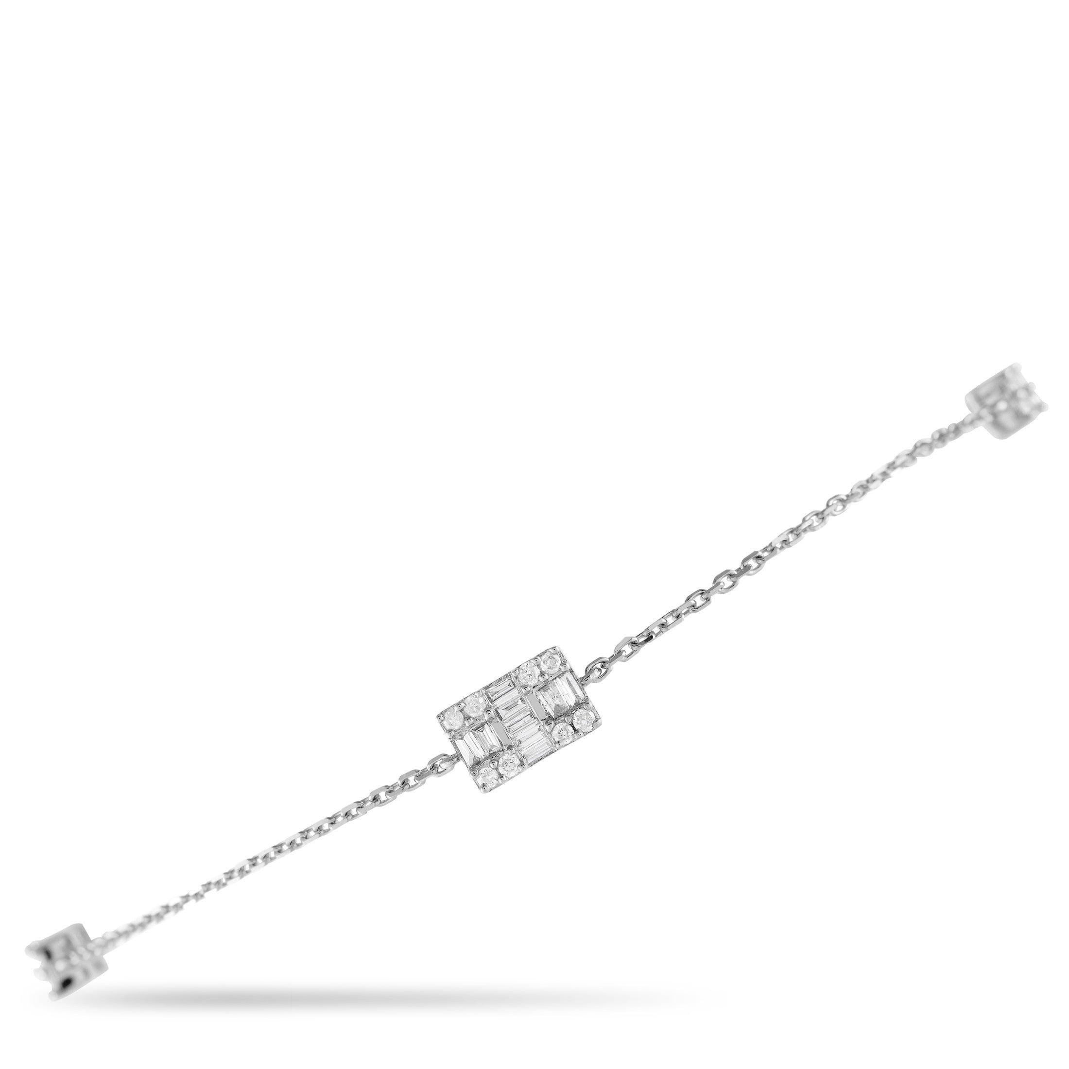 LB Exclusive 14K White Gold 0.25ct Diamond Station Bracelet BR09825-W by NON BRANDED