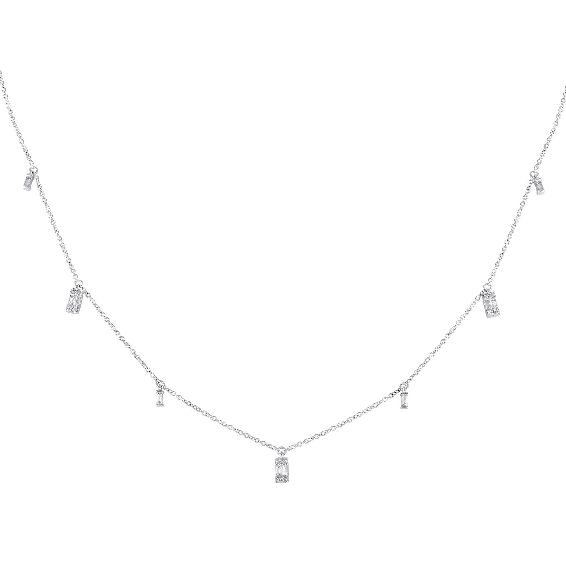 LB Exclusive 14K White Gold 0.25ct Diamond Station Necklace PN14847-W by NON BRANDED
