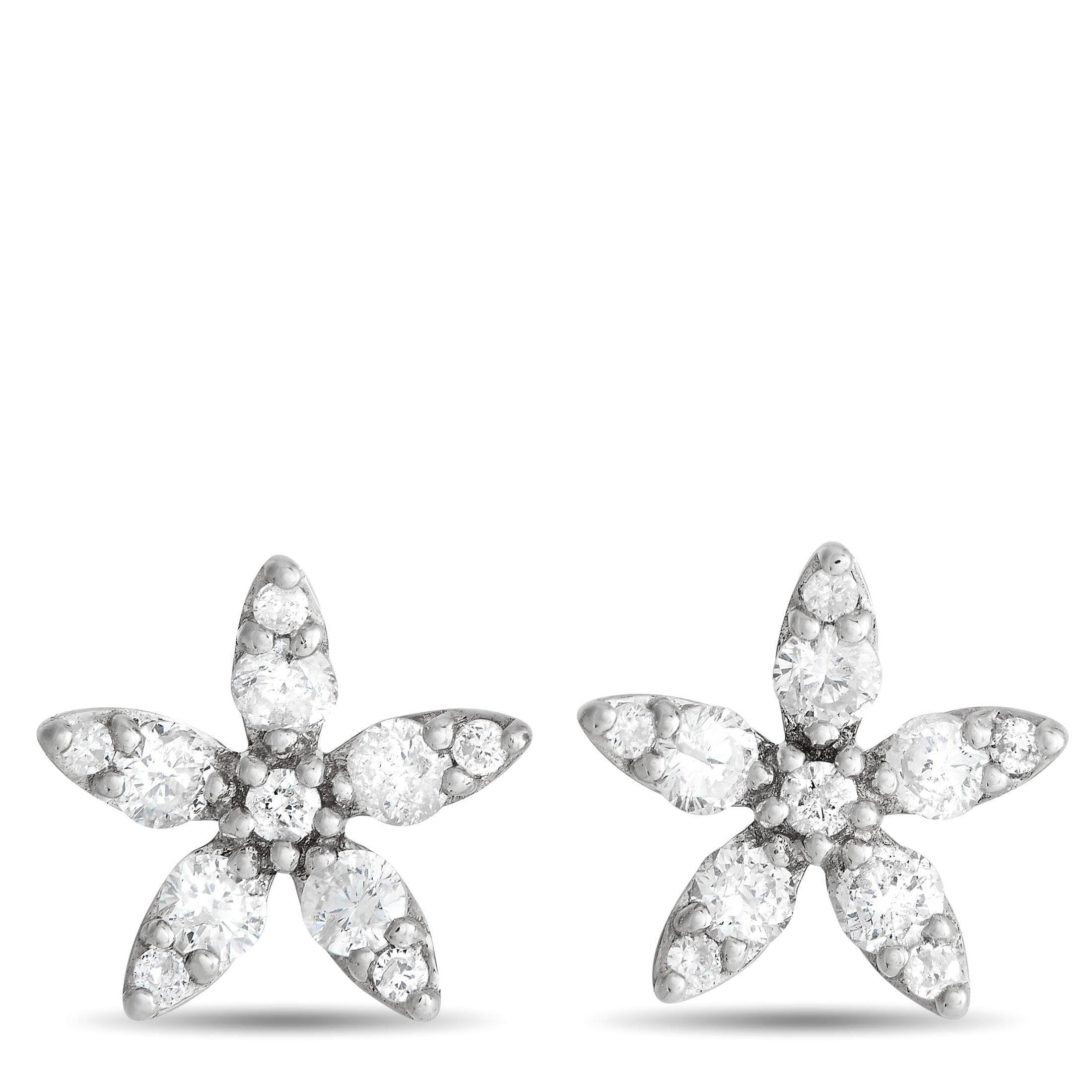 LB Exclusive 14K White Gold 0.60ct Diamond Flower Earrings ER28578-W by NON BRANDED