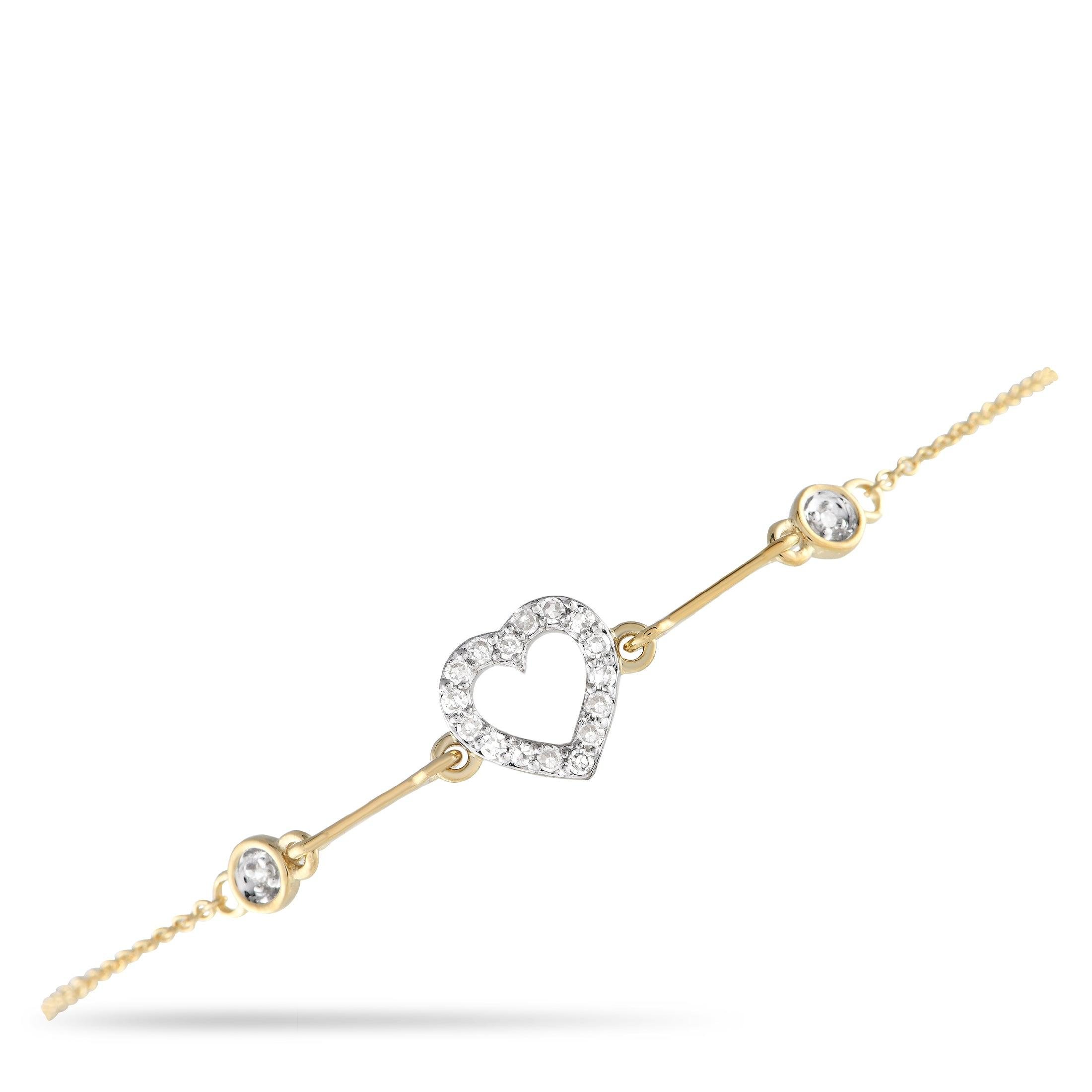 LB Exclusive 14K Yellow Gold 0.10ct Diamond Heart Bracelet BR09663-Y by NON BRANDED