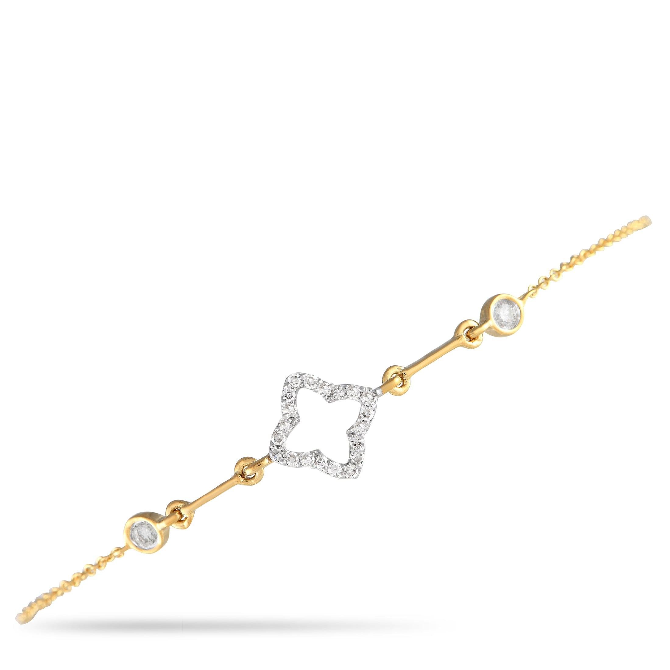 LB Exclusive 14K Yellow Gold 0.16ct Diamond Quatrefoil Bracelet BR09684-Y by NON BRANDED