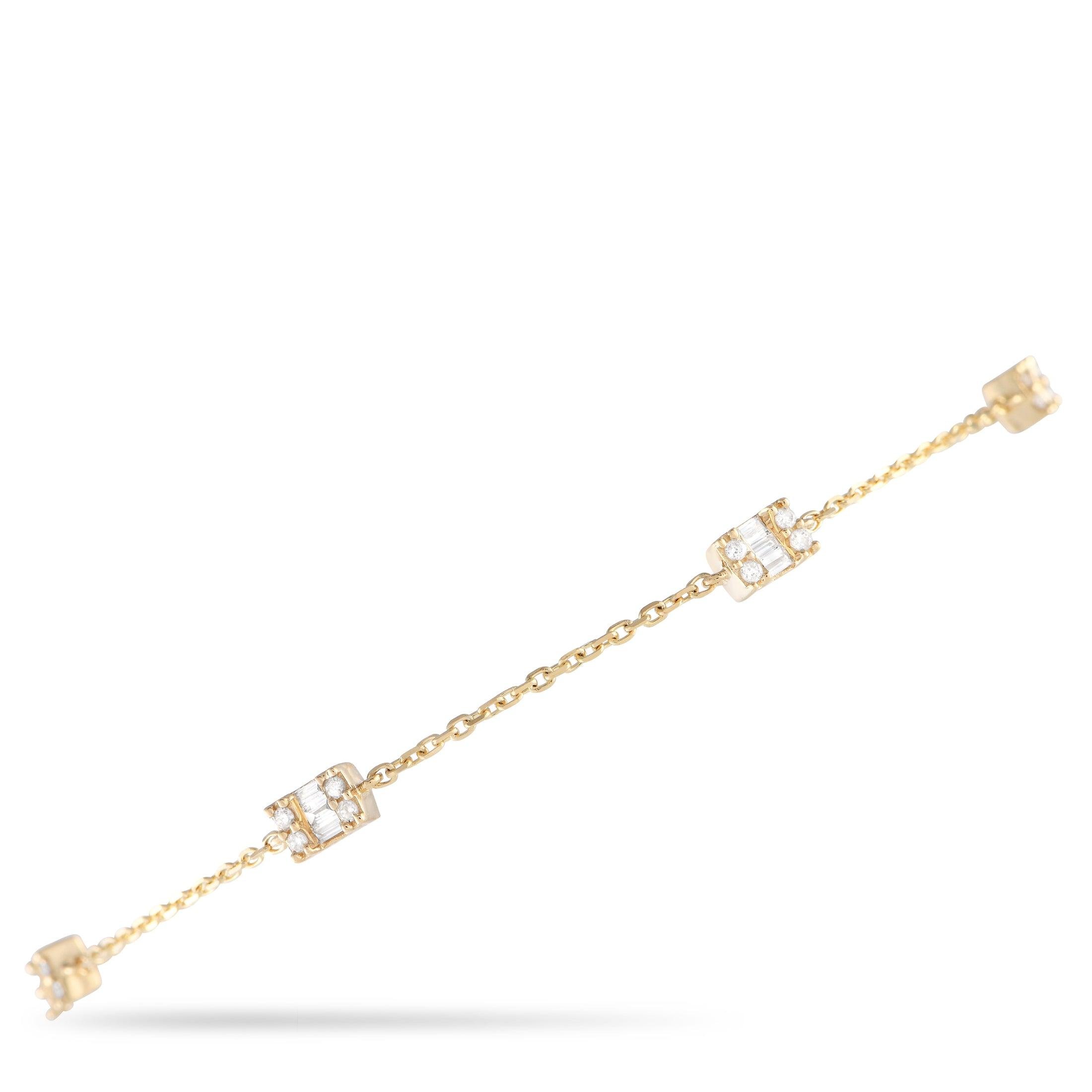 LB Exclusive 14K Yellow Gold 0.25ct Diamond Station Bracelet BR09824 by NON BRANDED
