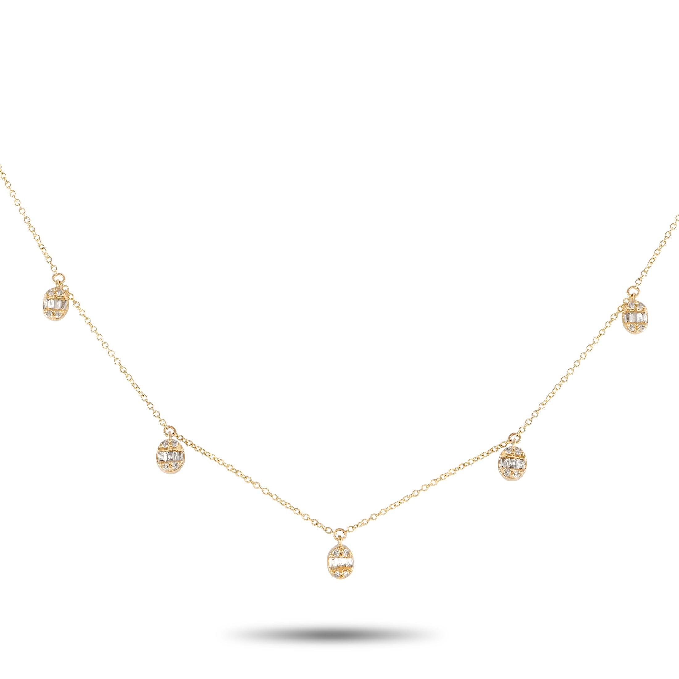 LB Exclusive 14K Yellow Gold 0.35ct Diamond Station Necklace NK01595-Y by NON BRANDED