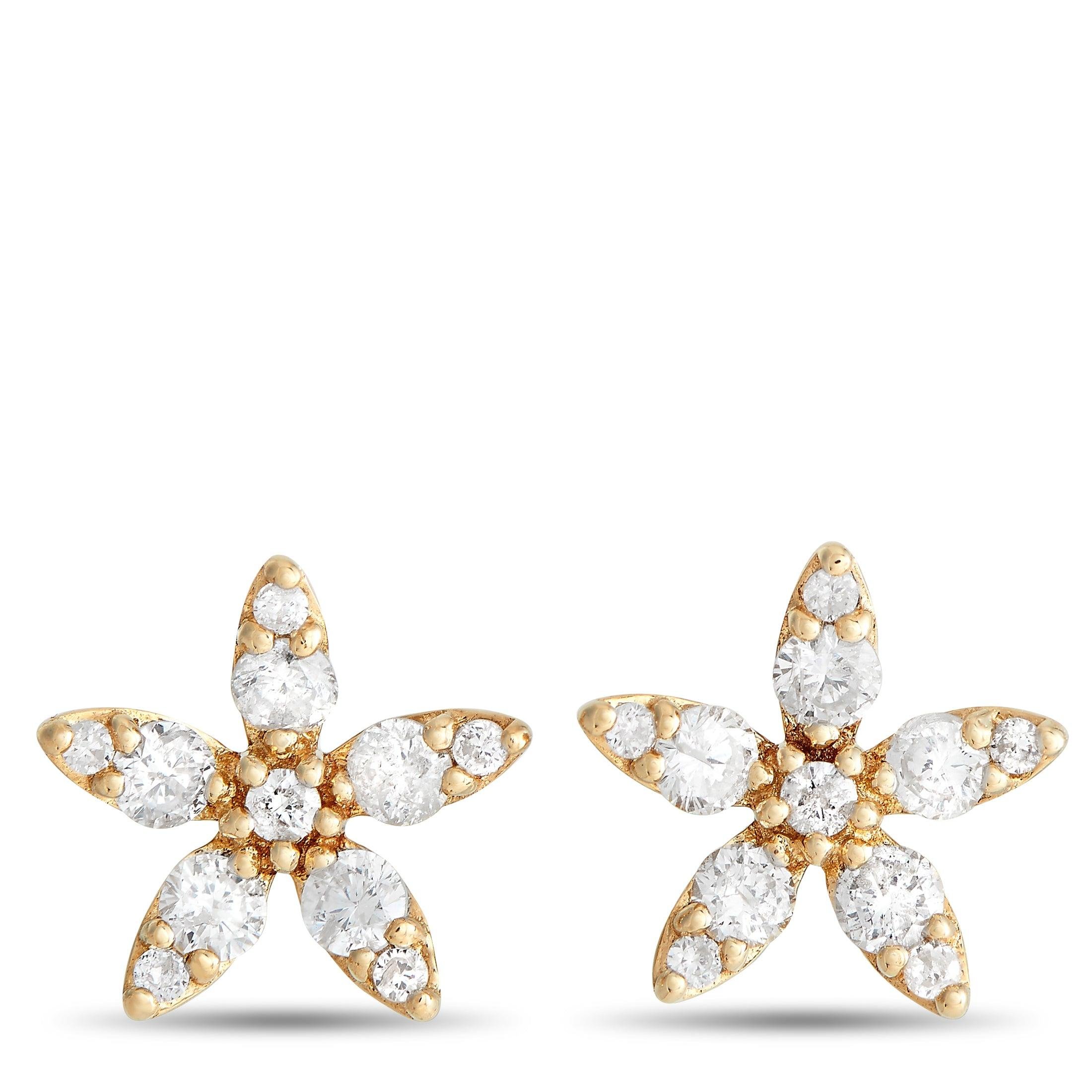 LB Exclusive 14K Yellow Gold 0.60ct Diamond Flower Earrings ER28577-Y by NON BRANDED