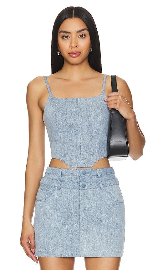 Nonchalant Label Bea Crop Top in Denim-Light by NONCHALANT LABEL