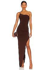 Nookie Aria One Shoulder Gown in Chocolate by NOOKIE