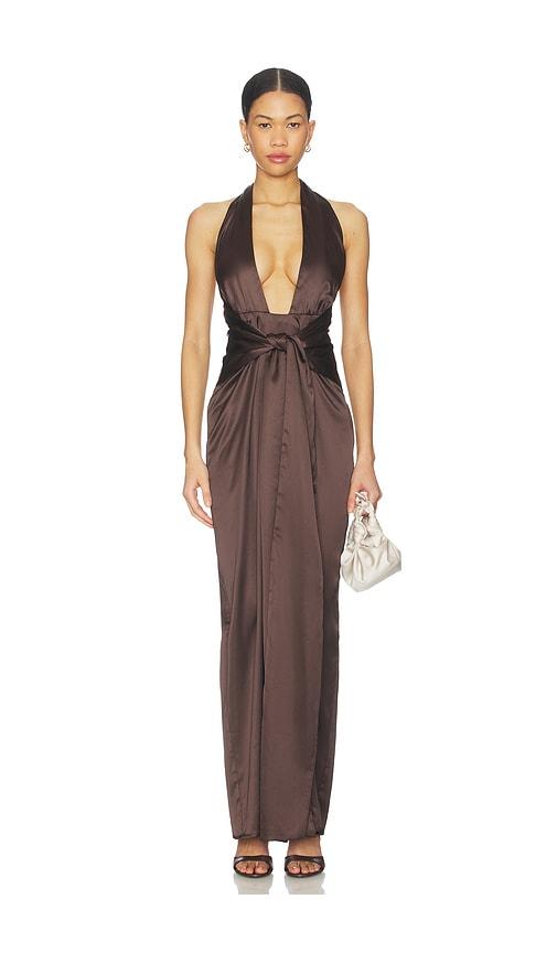 Nookie Calypso Halter Gown in Chocolate by NOOKIE