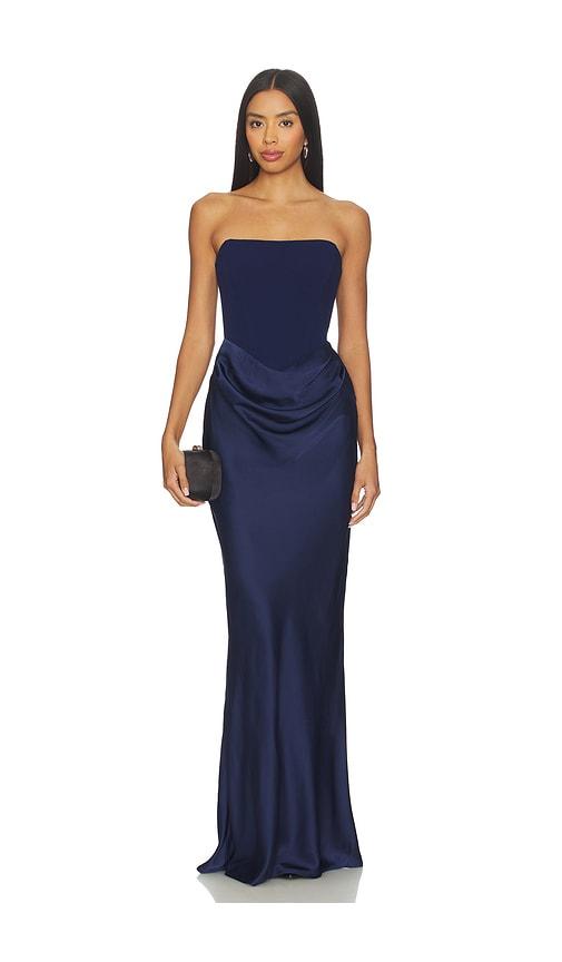 Nookie Chiara Strapless Gown in Navy by NOOKIE